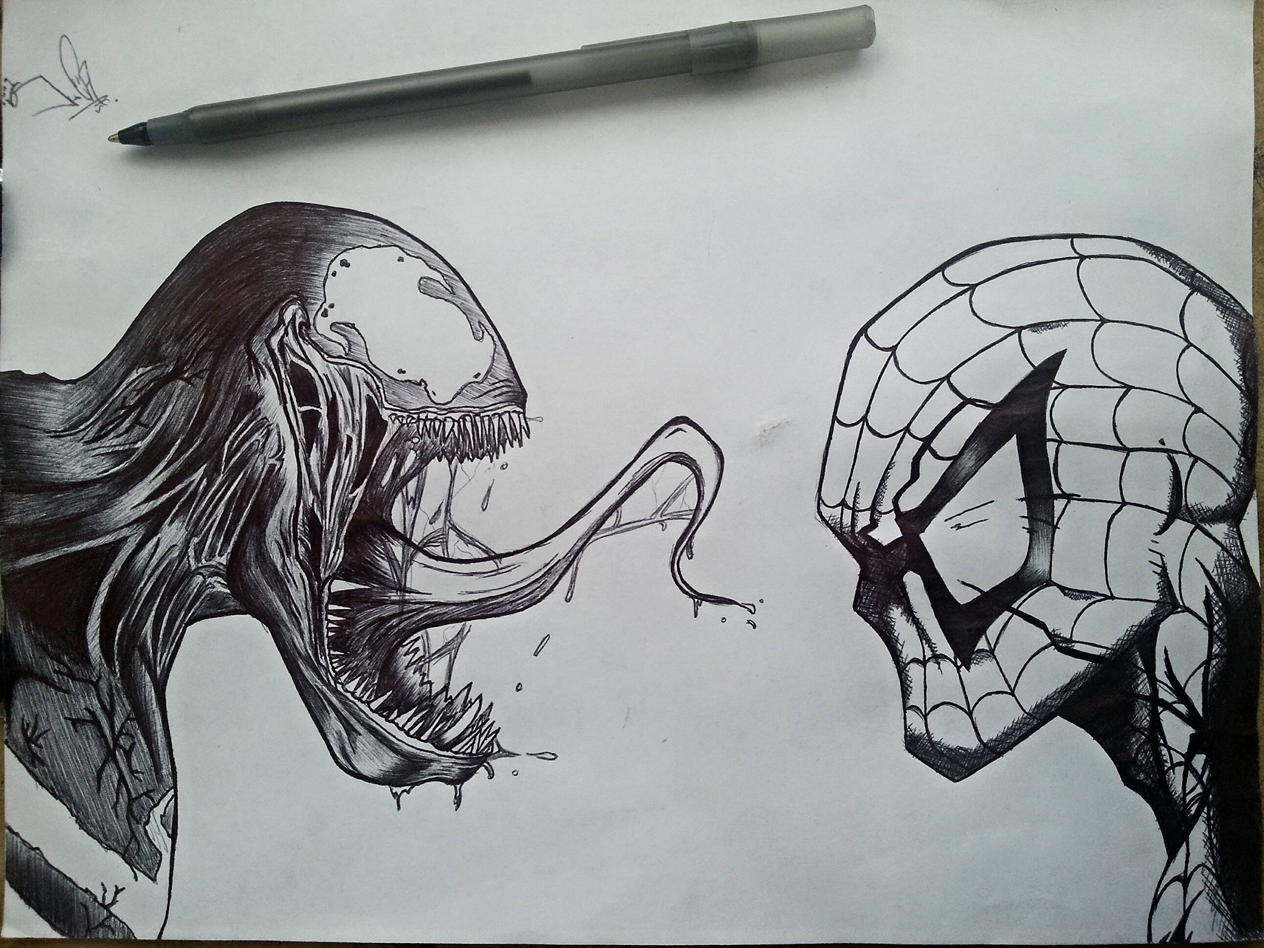 2582x1937 My Venom And Spider Man Sketch Marvel - Spiderman Comic Sketch