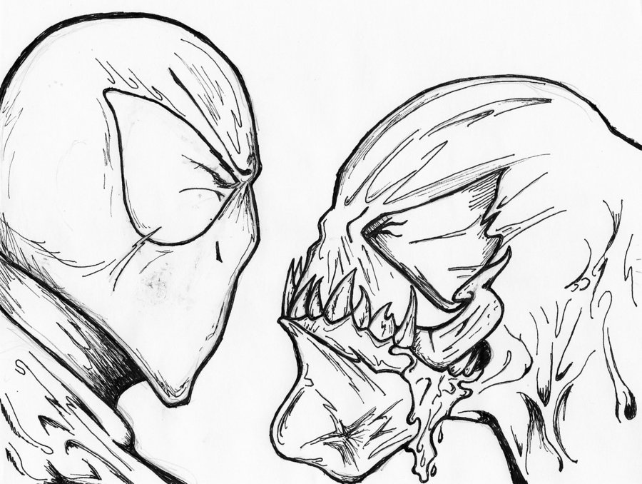 900x678 Collection Of Venom Spiderman Face Drawing High Quality - Spiderman Face Sketch