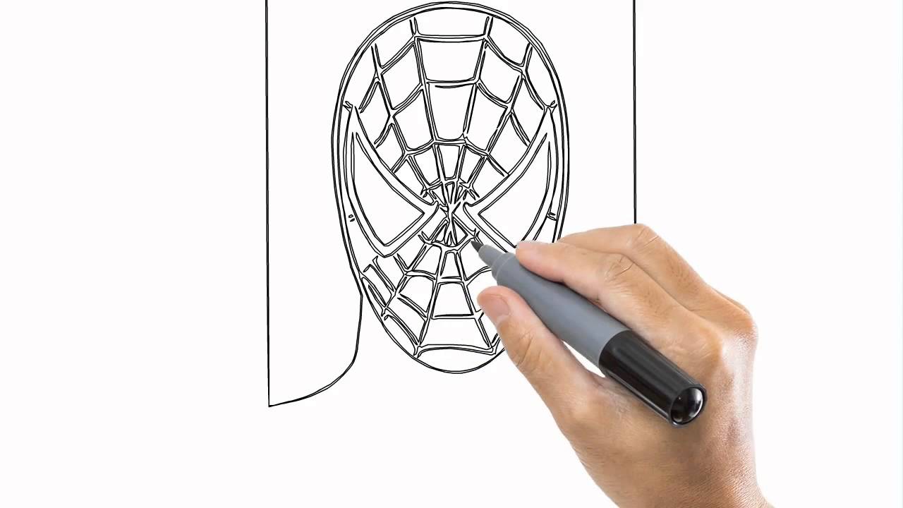 1280x720 How To Draw Spider Man - Spiderman Mask Sketch