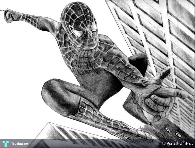 768x585 Spider Man Pencil Sketch Touchtalent - Spiderman Pencil Sketch