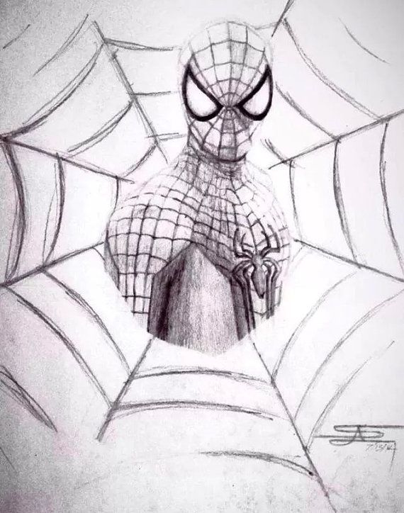 570x724 The Amazing Spiderman Pencil Drawing Print By Sjiartwork On Etsy - Spiderman Pencil Sketch