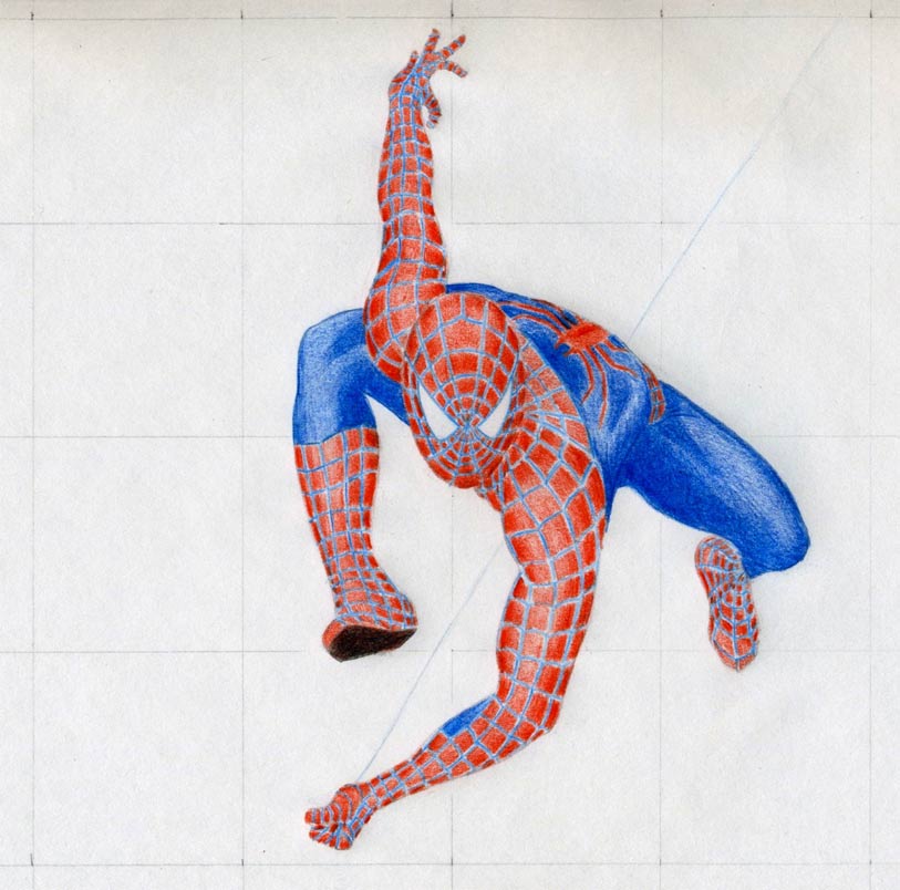 813x804 Draw Spiderman In Action - Spiderman Pencil Sketch