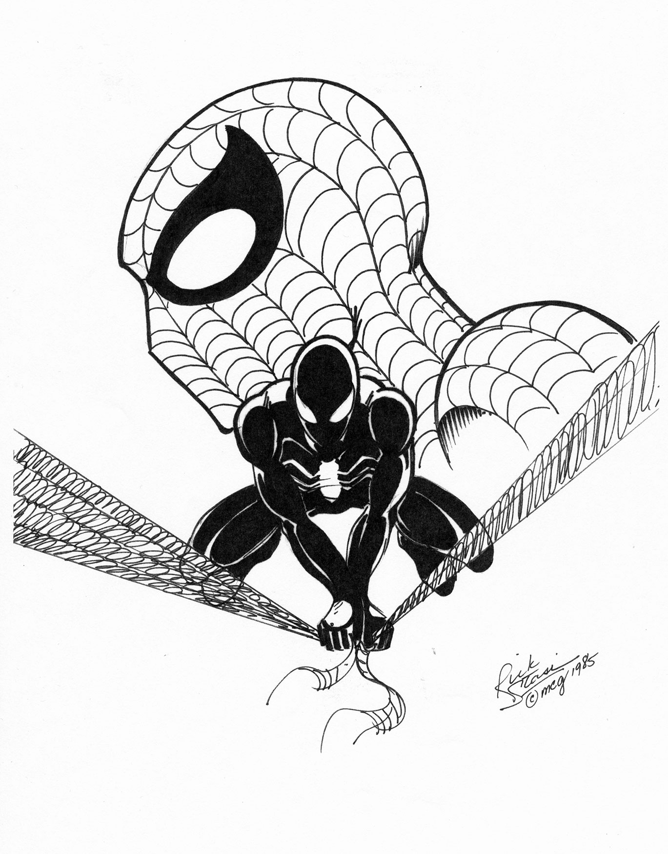 1369x1750 Rick Stasi 1985 Amazing Spider Man Sketch - Spiderman Sketch