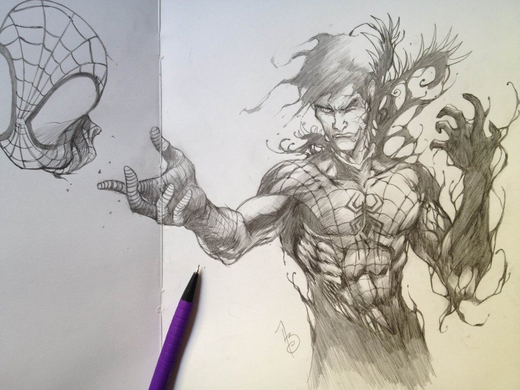 1032x774 Spiderman Sketch By Adrianohq - Spiderman Sketch