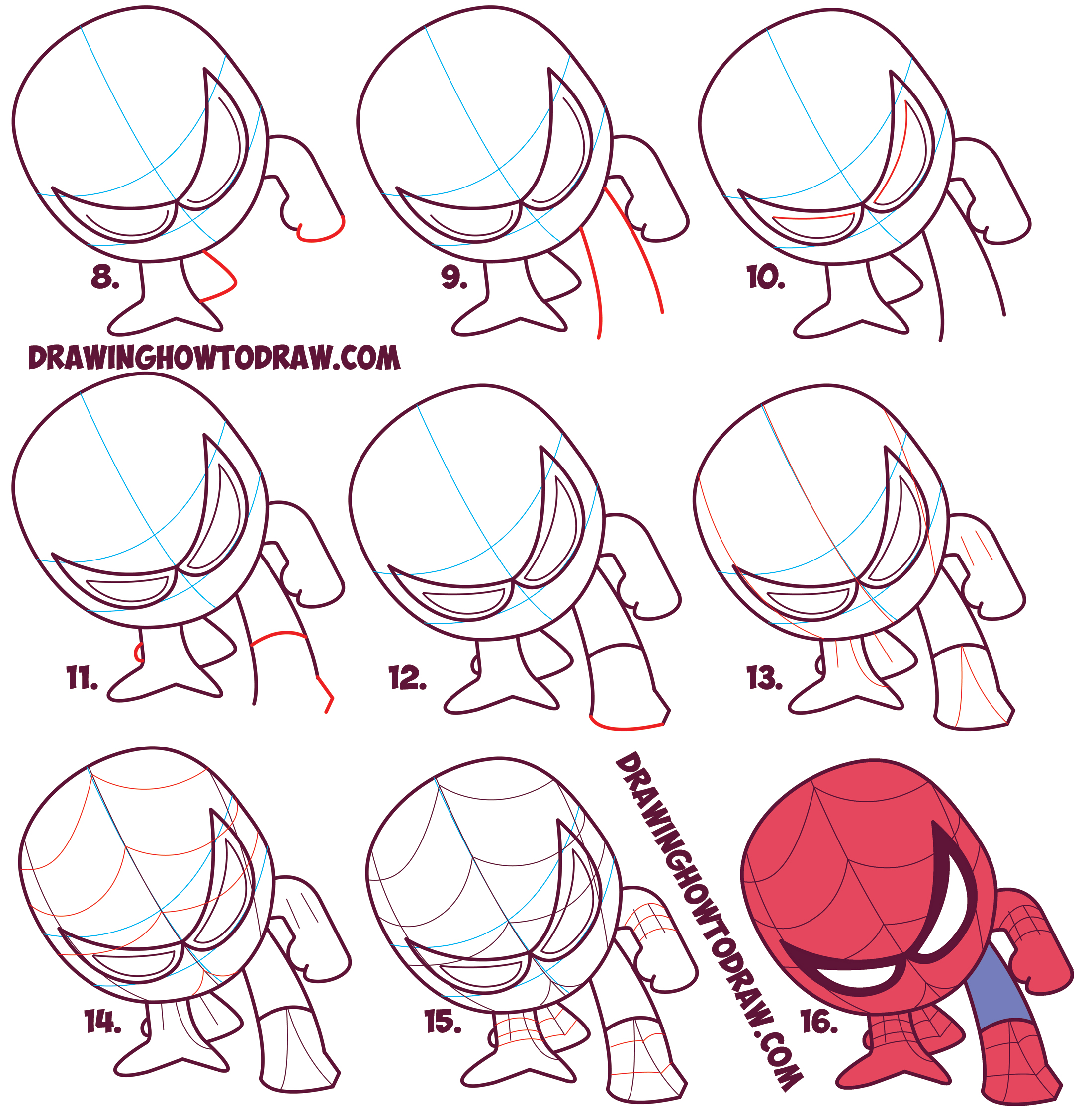 2174x2252 How To Draw Cute Spiderman (Chibi Kawaii) Easy Step By Step - Spiderman Sketch Easy