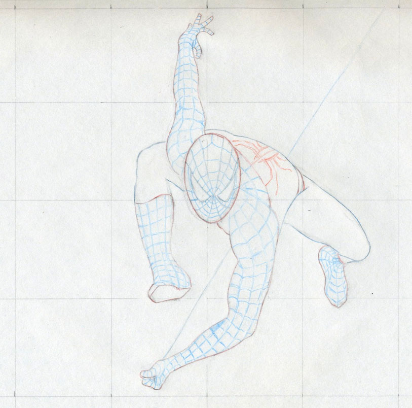813x804 Draw Spiderman In Action - Spiderman Sketch Easy
