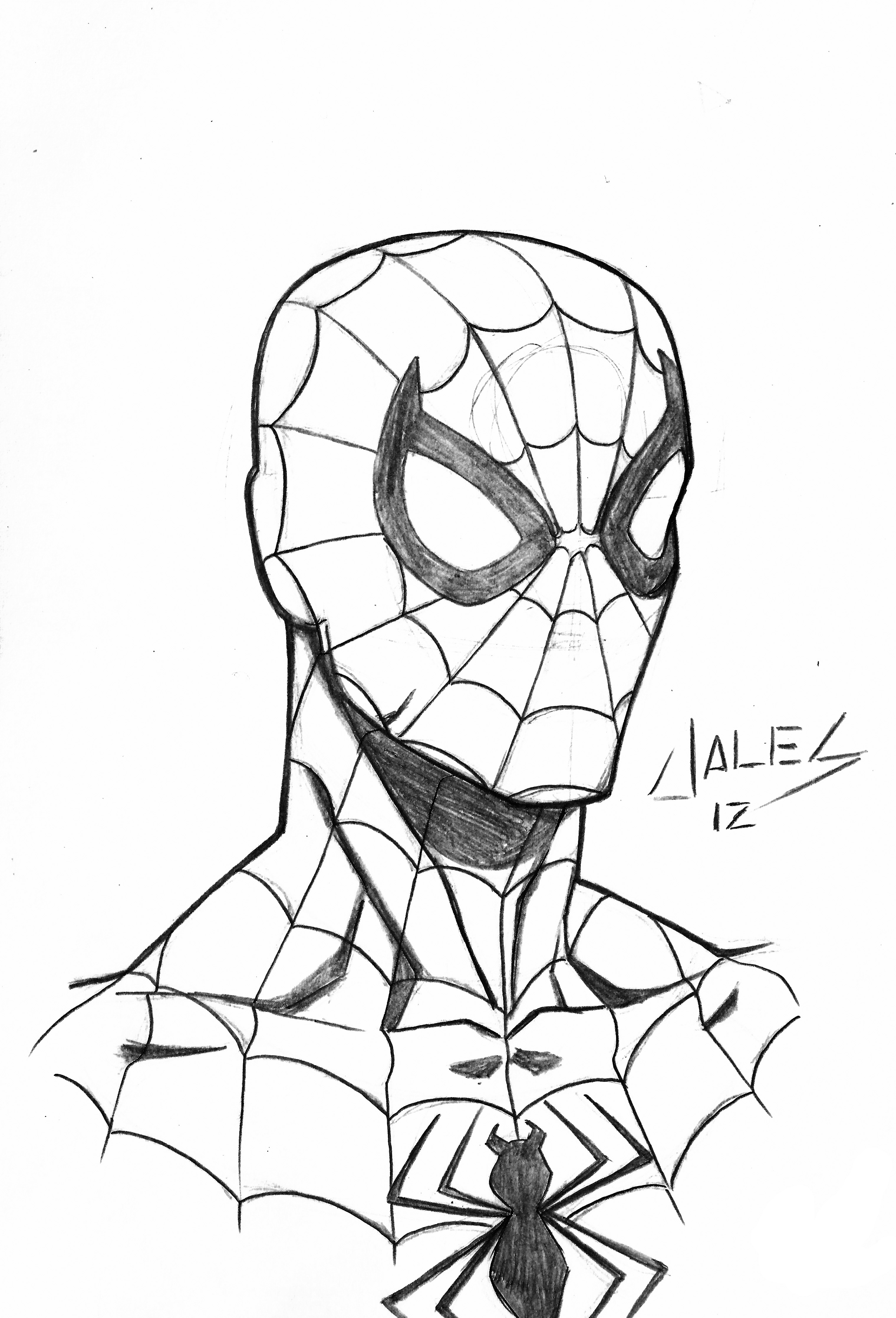 Cartoon Spiderman Sketches Drawings with simple drawing