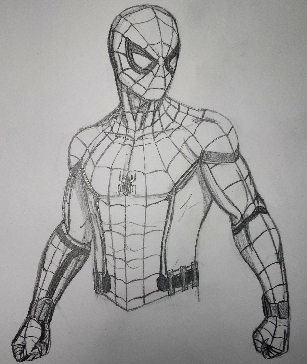 1012x1200 Tevin Jones On Twitter Mcu Spider Man Sketch @tomholland1996 - Spiderman Sketch Images