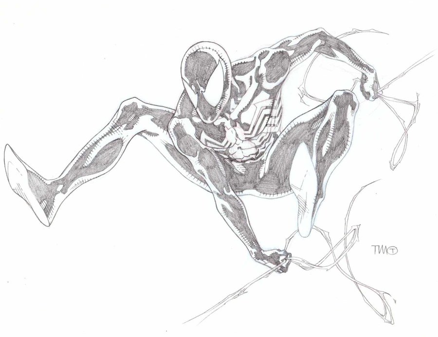 900x693 Black Spider Man Sketch By Timothygreenii - Spiderman Sketch Images...
