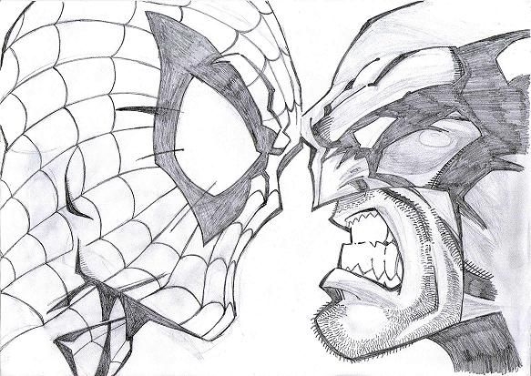 583x413 Black Amp White Spiderman Sketches Sketch Spiderman - Spiderman Sketch Images