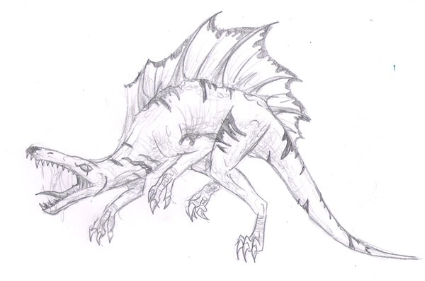 600x398 Spinosaurus Sketch By Dragonicwolf - Spinosaurus Sketch