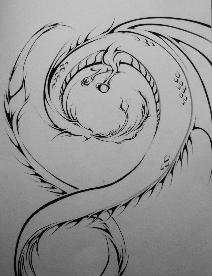 900x1170 Spiral Dragon Tattoo Sketch By Elliesmeria D50vbsh - Spiral Sketch