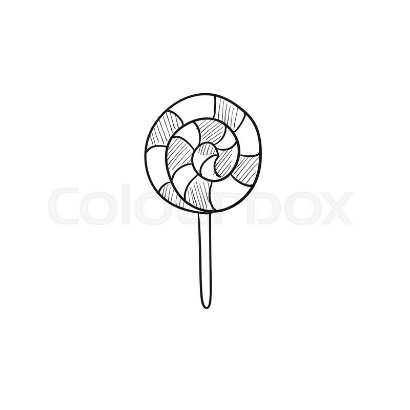 800x800 Spiral Lollipop Vector Sketch Icon Isolated On Background. Hand - Spiral Sketch