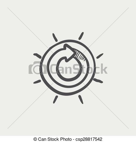 450x470 Sun With Spiral Arrow Sketch Icon For Web And Mobile. Hand Drawn - Spiral Sketch