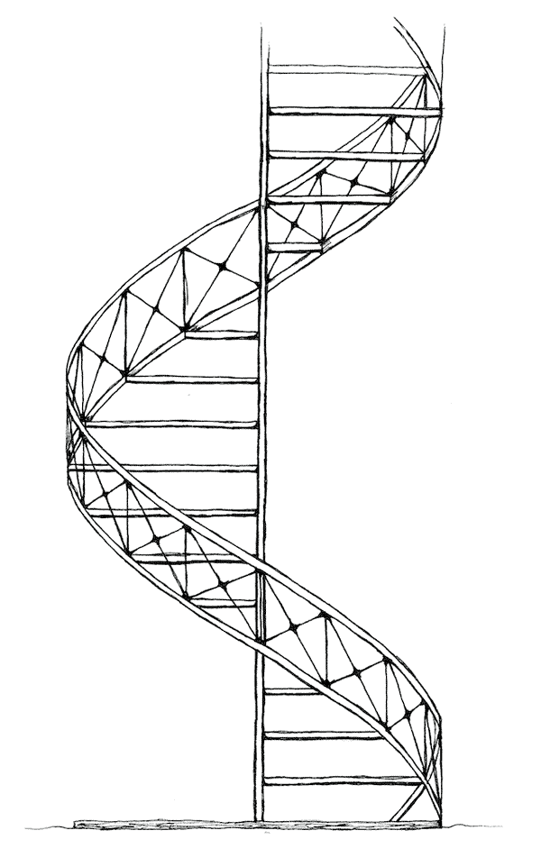 600x962 Spiral Staircase Random Doodles - Spiral Staircase Sketch