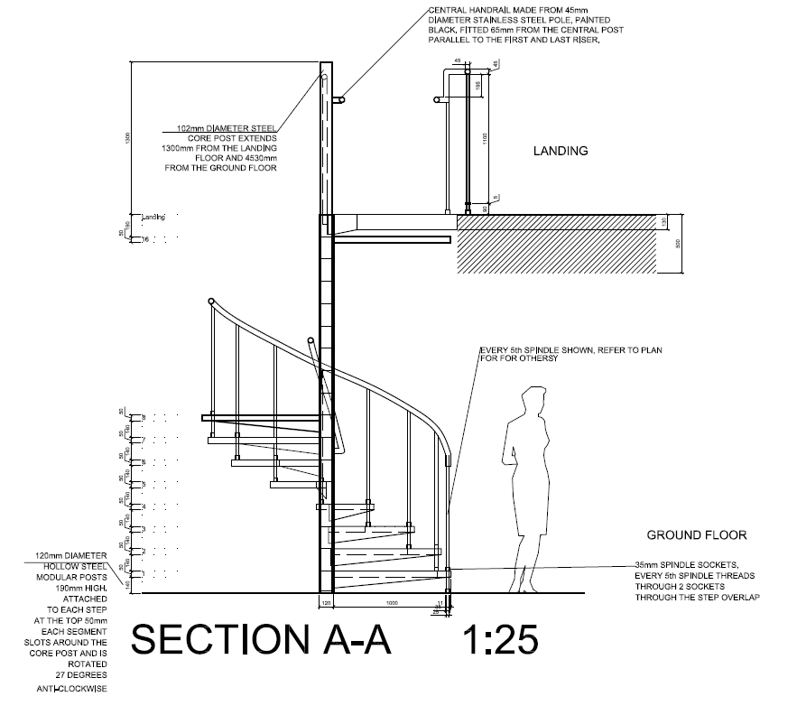 883x792 Spiral Staircase Detail Drawings - Spiral Staircase Sketch