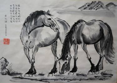 375x268 Saatchi Art Spirit Horse, Home Peace Drawing By Gangyi Dong - Spirit Horse Sketches