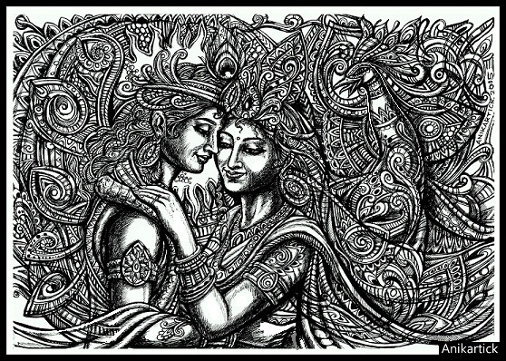 558x398 God Vishnu God Krishna Art Drawing Sketches Pen Drawing - Spiritual Sketches