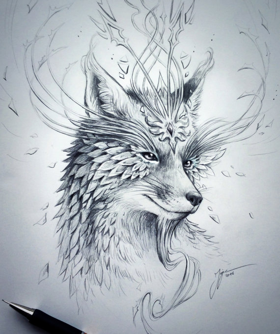 570x679 Spirit Fox - Spiritual Sketches