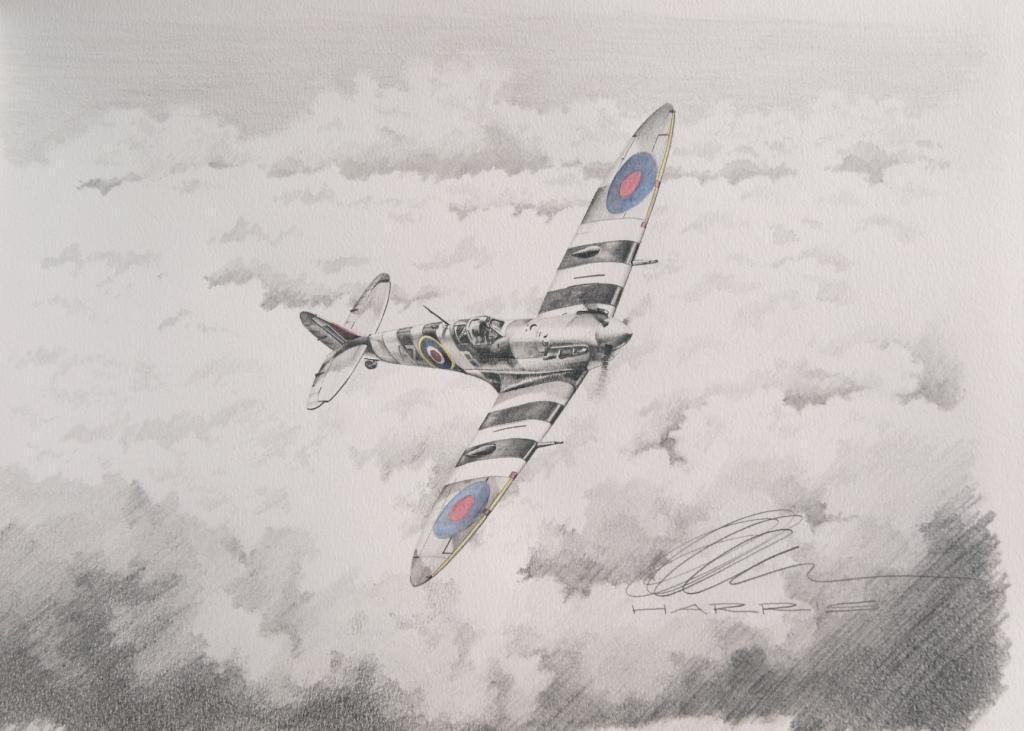 1024x731 Original Pencilmixed Media Drawing Of A Spitfire - Spitfire Sketch