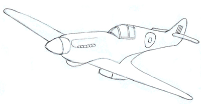 400x208 How To Draw A Fighter Plane - Spitfire Sketch