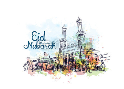 400x287 Eid Milad Un Nabi Mubarak Design Poster With Watercolor Splash - Splash Sketch