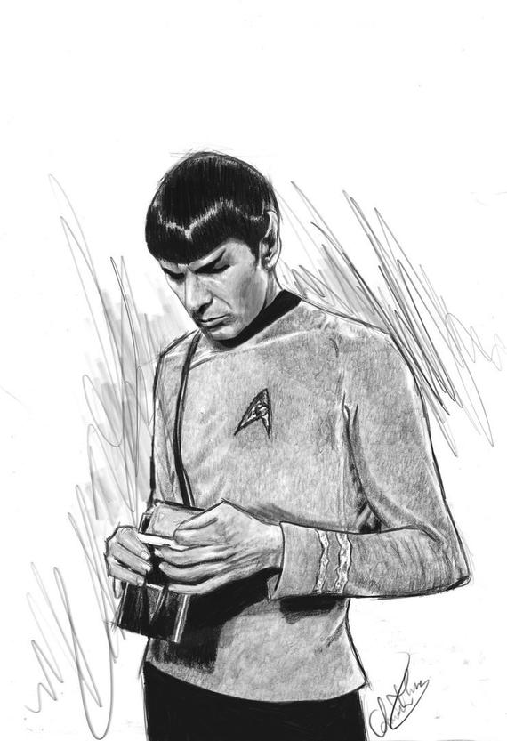 570x833 Spock Pencil Drawing Print Etsy - Spock Sketch