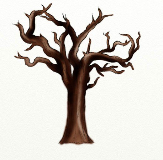520x512 How To Draw A Dead Tree Feltmagnet - Spooky Tree Sketch