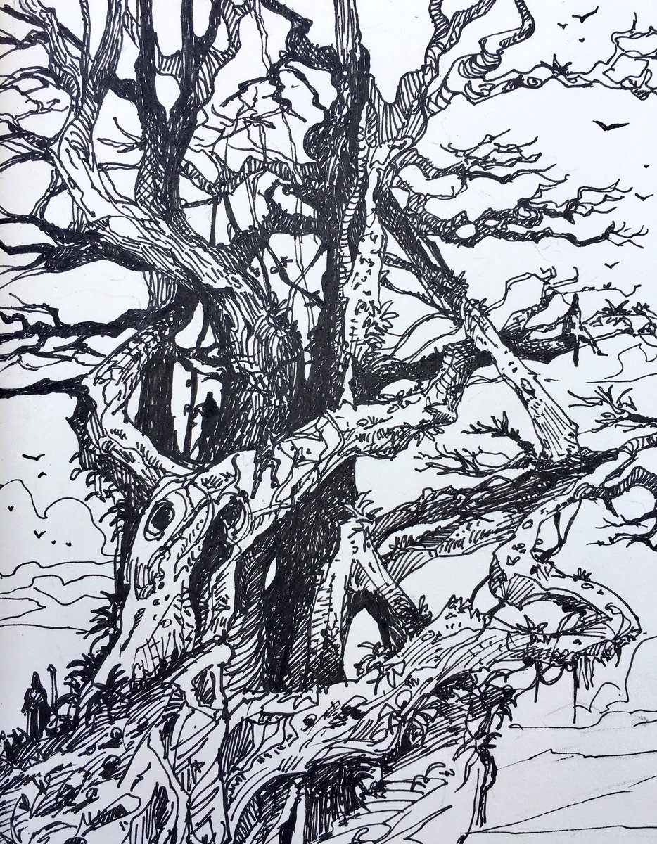 934x1200 Raphael Lacoste On Twitter A Spooky Tree - Spooky Tree Sketch
