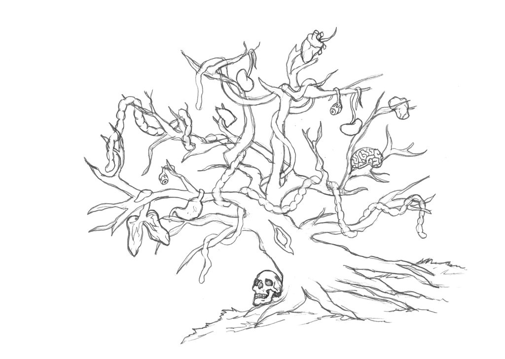 1024x728 Spooky Tree (Lines) By Drawceptionarttrade - Spooky Tree Sketch