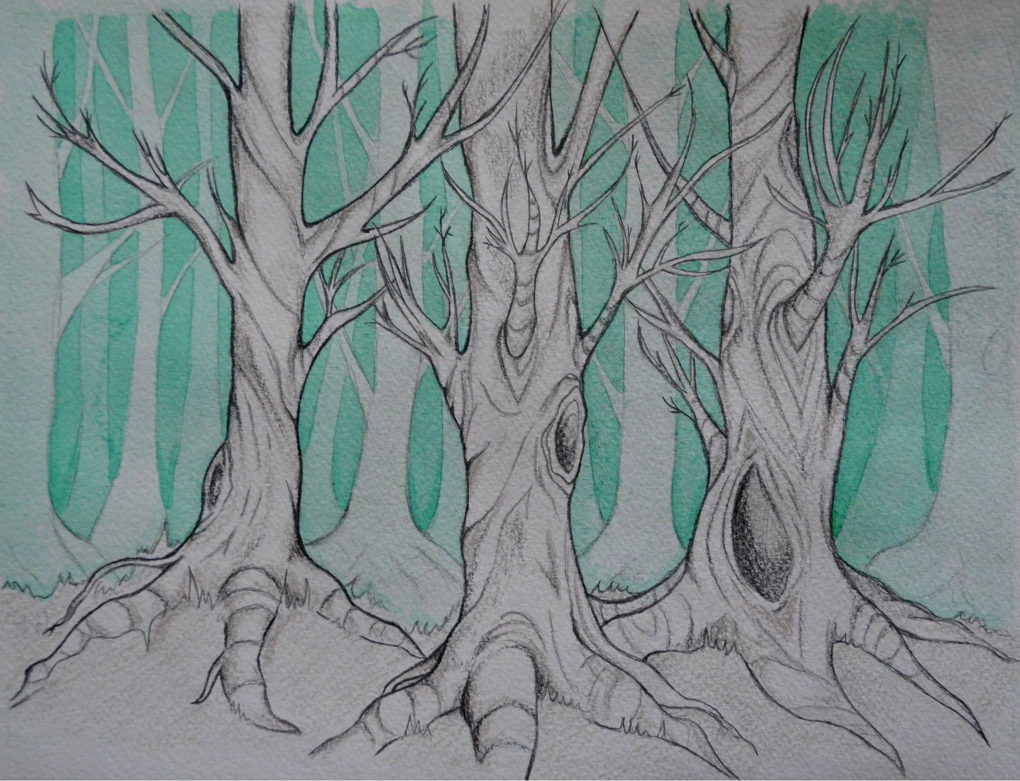2054x1574 Tree Jniggelart - Spooky Tree Sketch