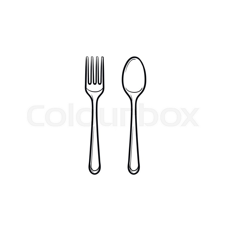 800x800 Fork And Spoon Hand Drawn Outline Doodle Icon. Cutlery - Spoon And Fork Sketch