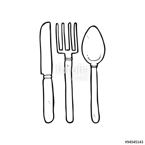 500x500 Drawn Spoon Fork - Spoon And Fork Sketch