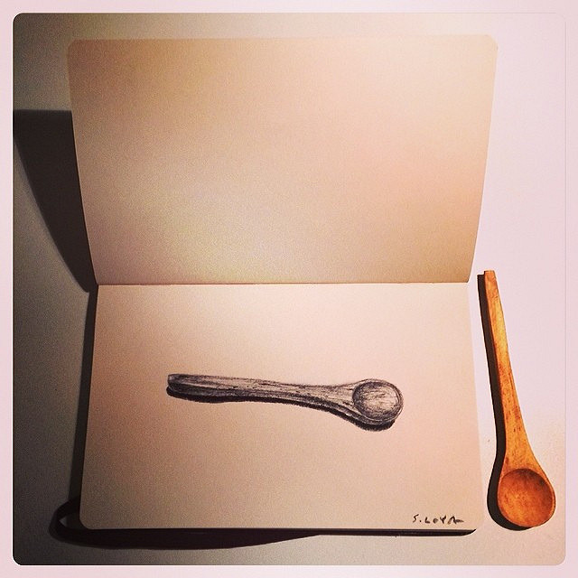 640x640 Daily Sketch 2262014, Little Wooden Spoon, Black China - Spoons Sketch