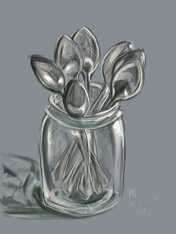 600x800 Spoons In A Jar Sketch By Nikkidreamer - Spoons Sketch