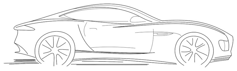 792x240 Sports Car Sketch Vector On Blackboard - Sports Car Sketch