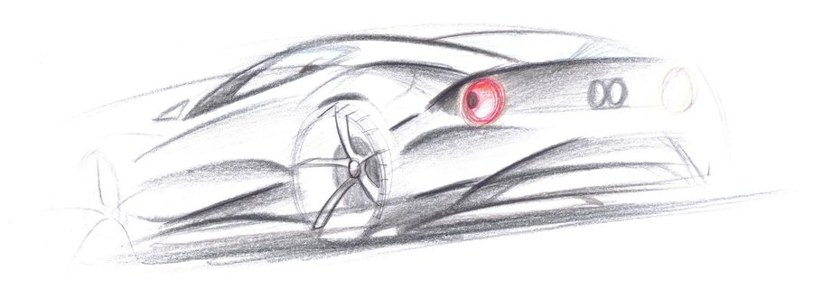 900x320 Sportscar Sketch By Dyrborgdesign - Sports Car Sketch