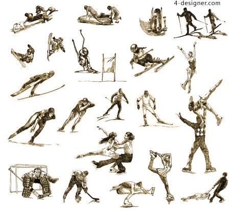 460x413 4 Designer Vector Drawing Sketches Of Major Sports Vector Material - Sports Sketches