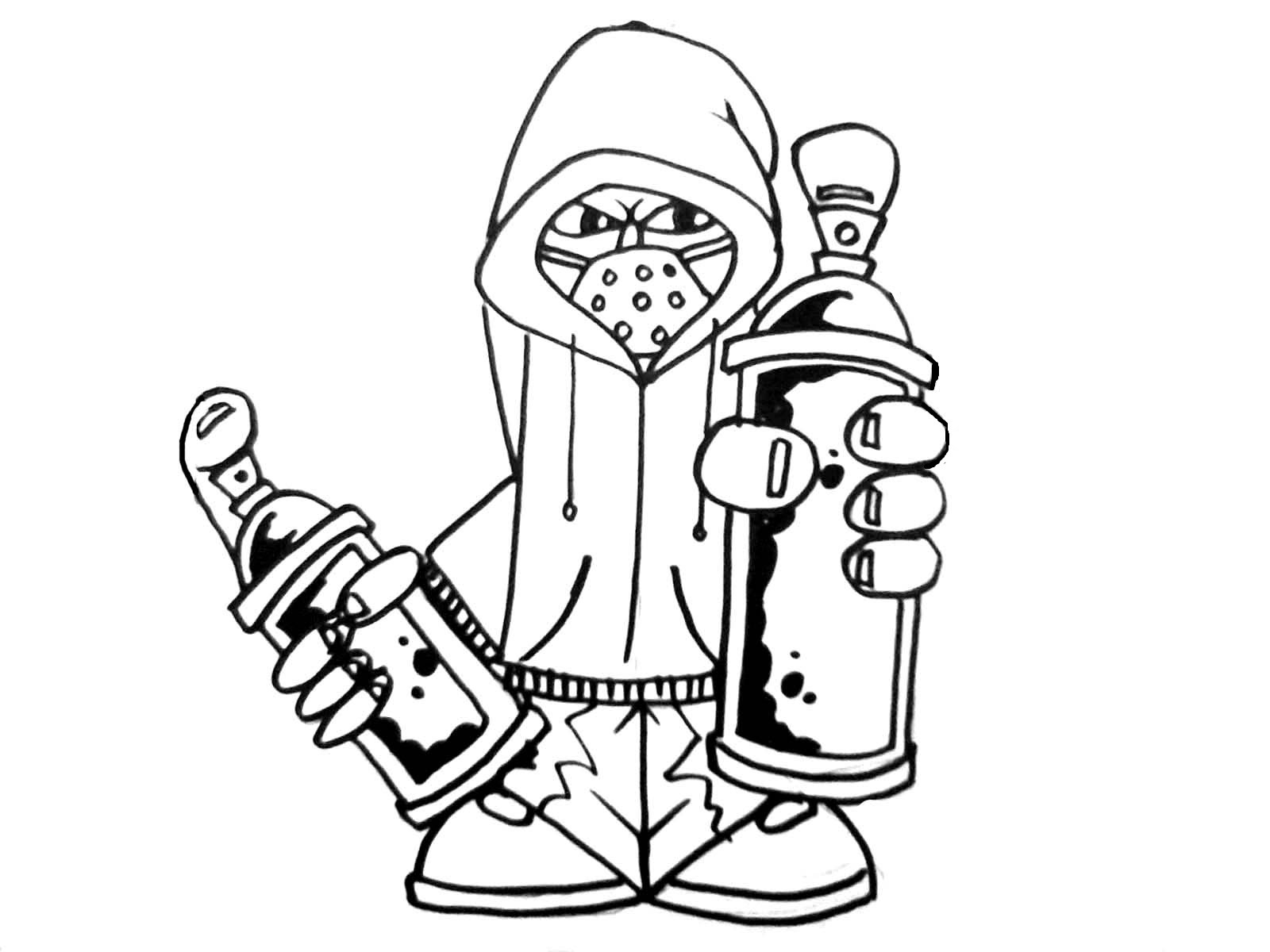 1600x1200 Graffiti Characters Gangsta With A Spray Can Sketch How To Draw - Spray Can Sketch