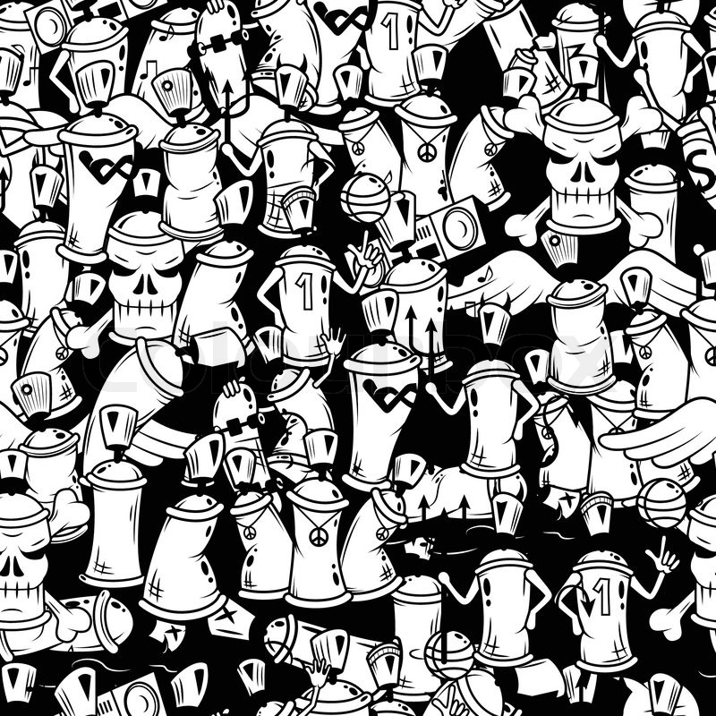 800x800 Graffiti Black Graphic Spray Can Cartoon Character Composition For - Spray Can Sketch