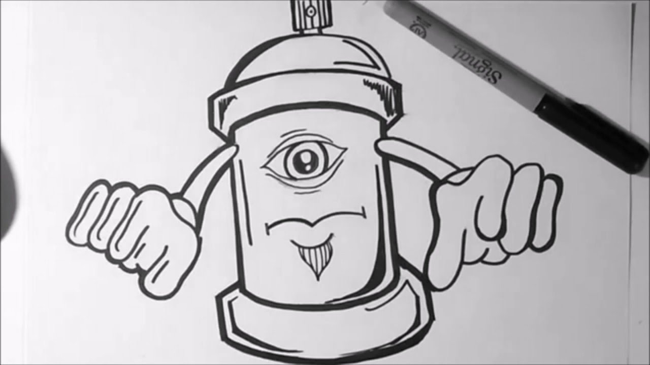 1280x720 Spray Can Drawing Step By Step Spray Paint Can Drawing Drawings Of - Spray Can Sketch