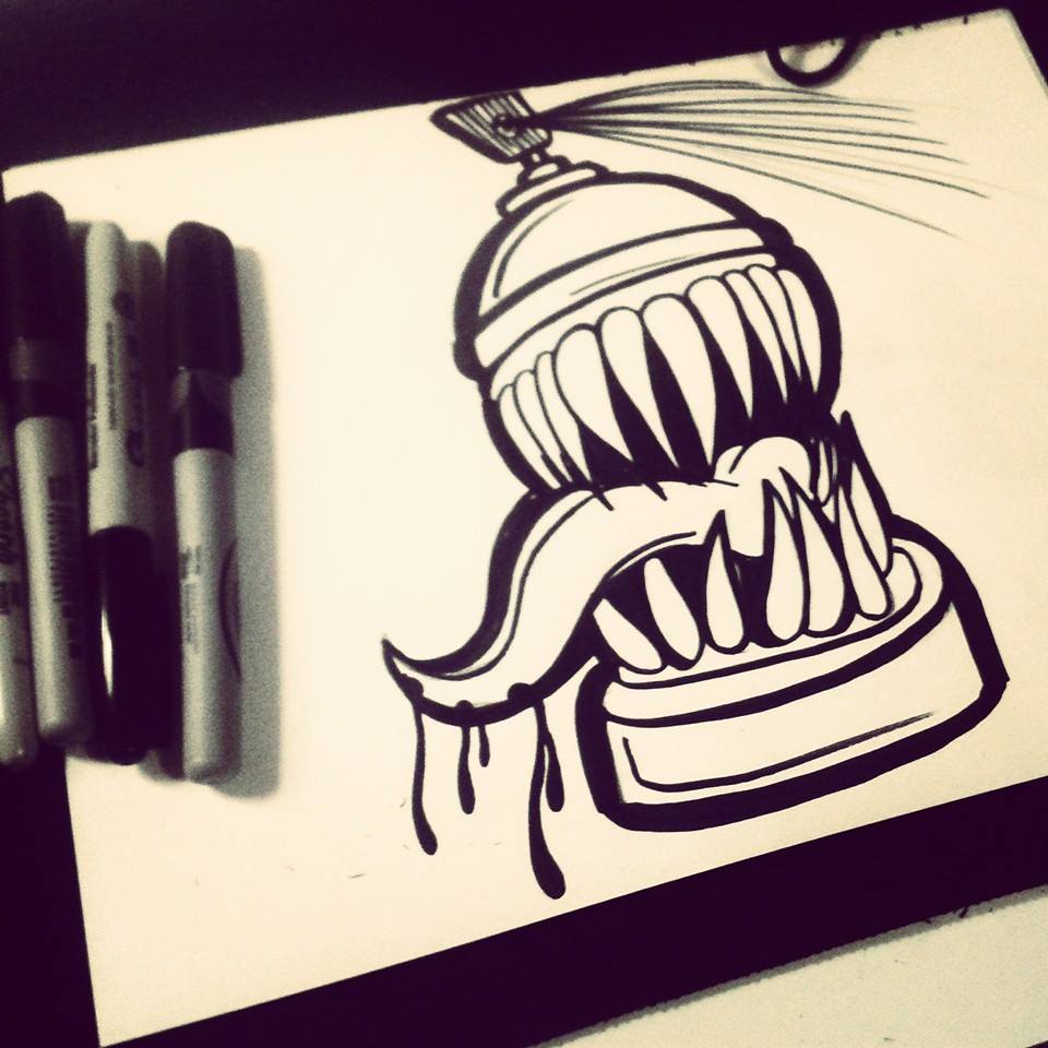 960x960 Spray Can Graffiti Group With Items - Spray Can Sketch