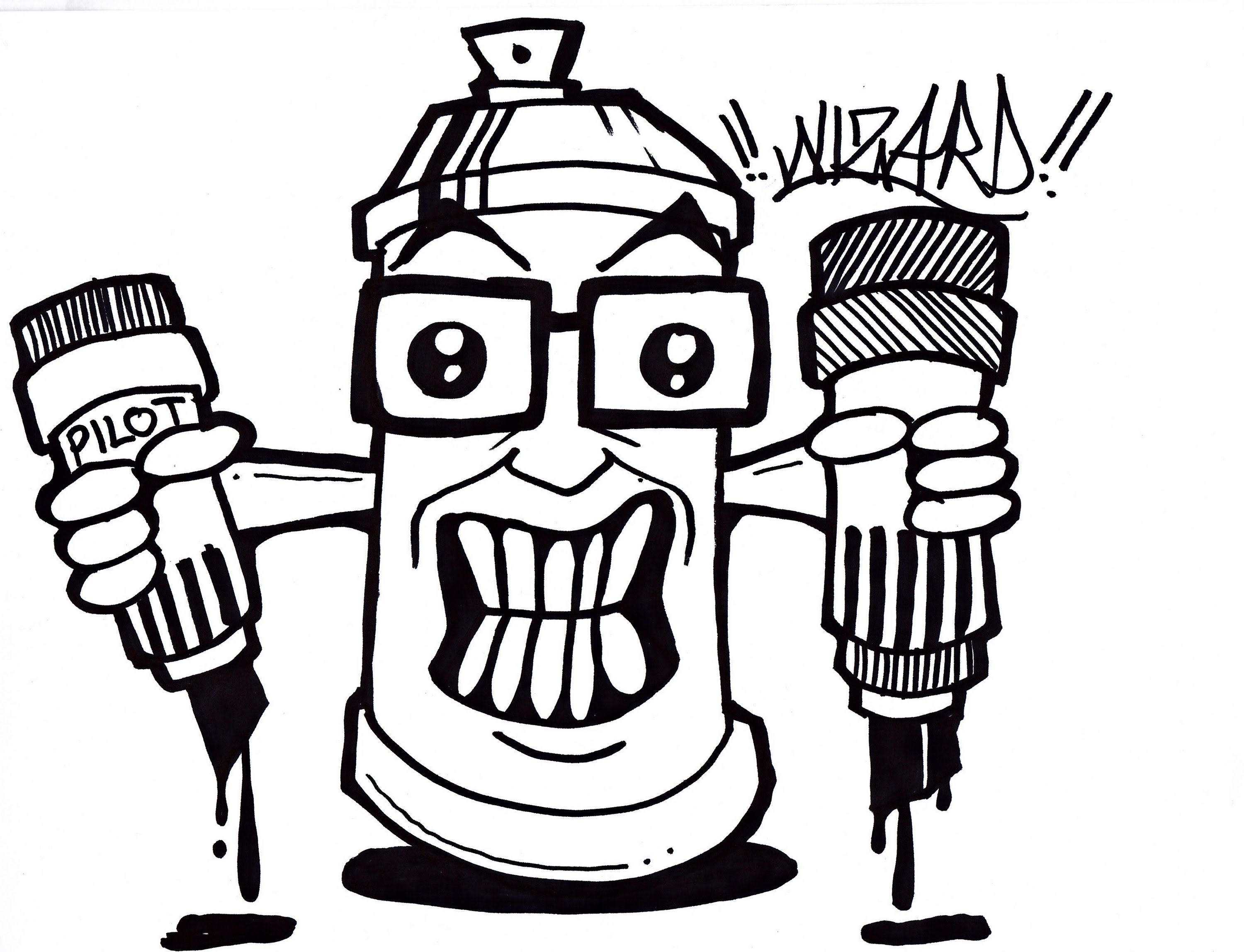 3000x2296 How To Draw A Cartoon Spray Paint Can Learn To Draw A Funny Spray - Spray Paint Can Sketch