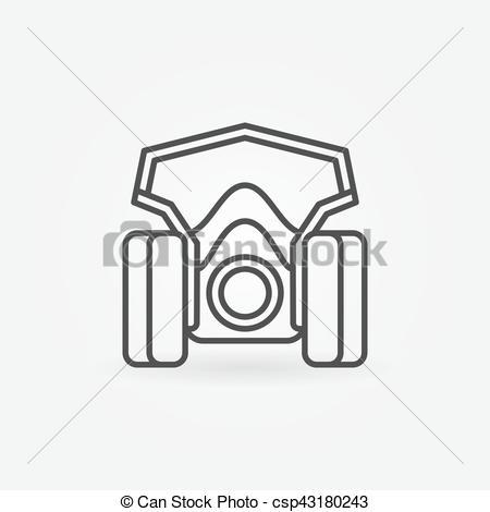 450x470 Spray Paint Mask Icon. Vector Thin Line Paint Respirator Concept - Spray Paint Can Sketch