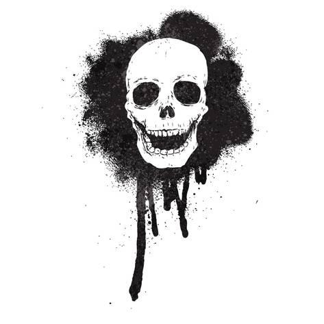 473x473 Graffiti Spray Paint Stencil Skull Photographic Print By - Spray Paint Sketch