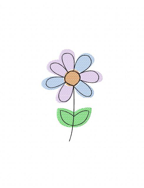 489x640 Spring Flower 2 Sketch Embroidery Design - Spring Flowers Sketch