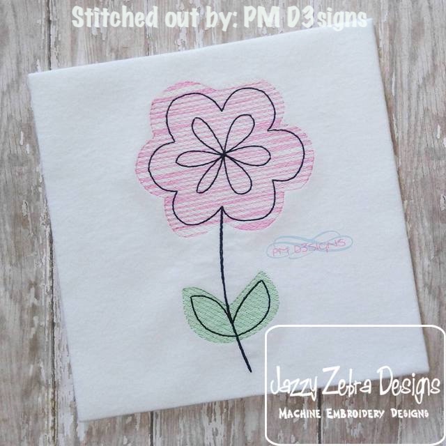 640x640 Spring Flower 3 Sketch Embroidery Design - Spring Flowers Sketch