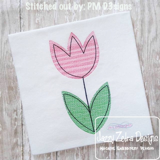 640x640 Spring Flower 4 Sketch Embroidery Design - Spring Flowers Sketch