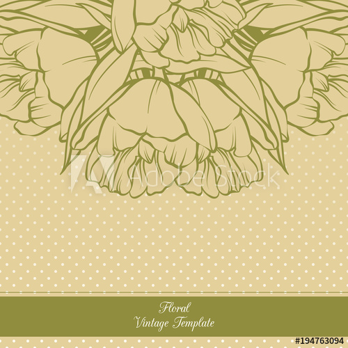 500x500 Vintage Ornamental Frame Floral Background Design.template Card - Spring Flowers Sketch