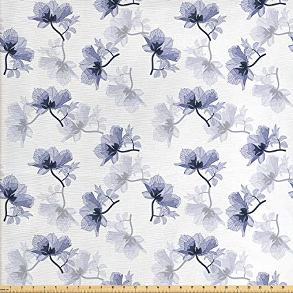 425x425 Ambesonne Poppy Fabric By The Yard, Retro Flower - Spring Season Sketch